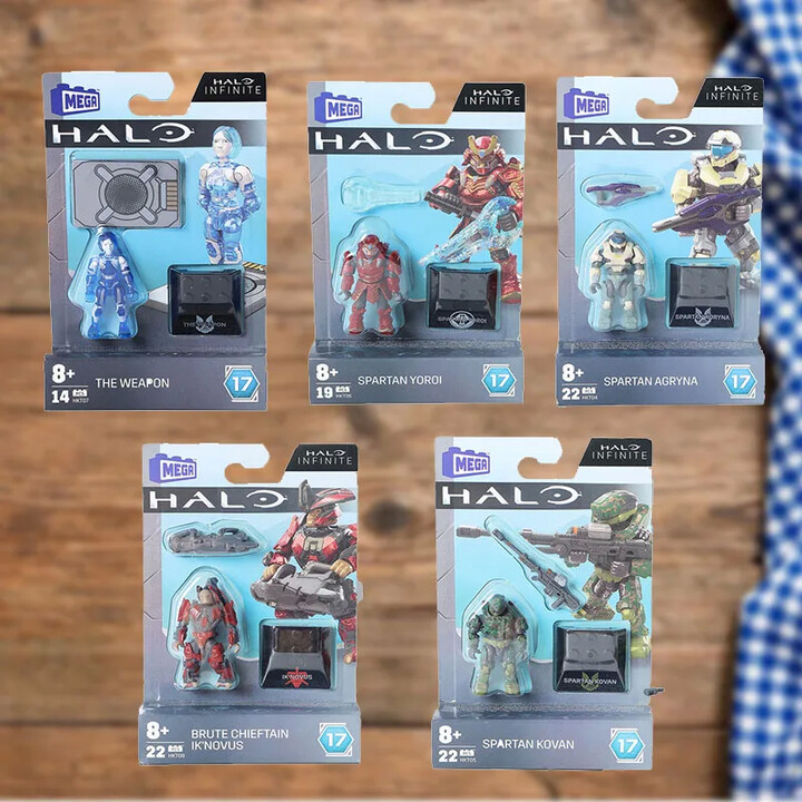 funko HKT06 Mega Bloks Construx Universe Heroes Series 17 Spartan Yoroi Kovan Agryna Brute Chieftain Ik & apos;novus Blocks Toy