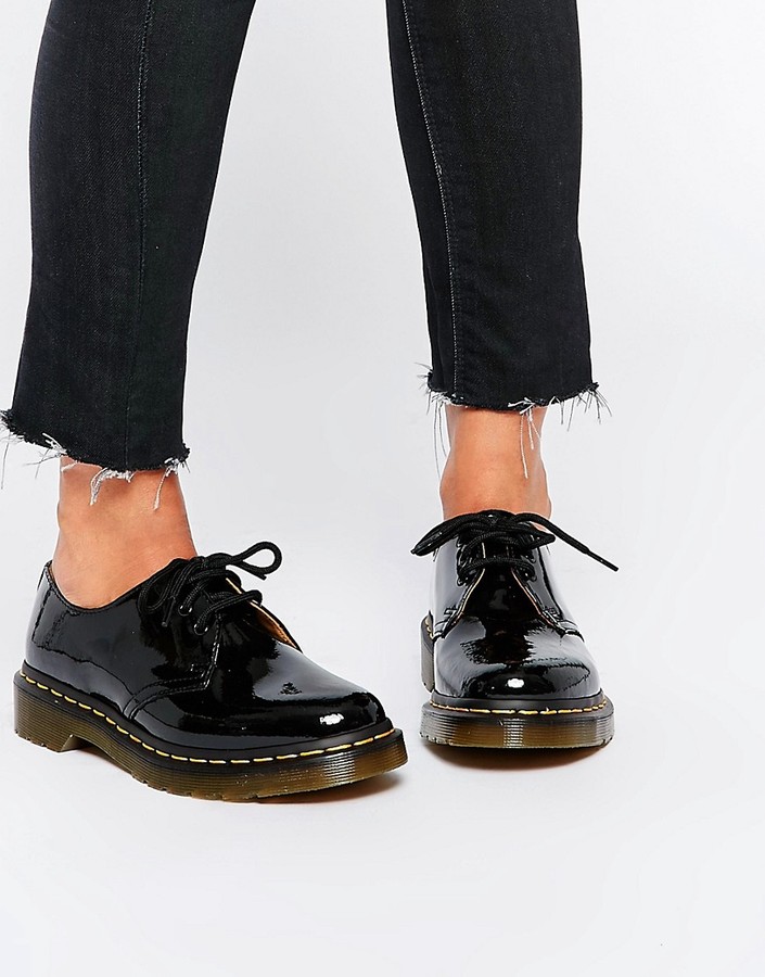 Dr. Martens 1461 Classic Black Patent Flat Shoes - ShopStyle