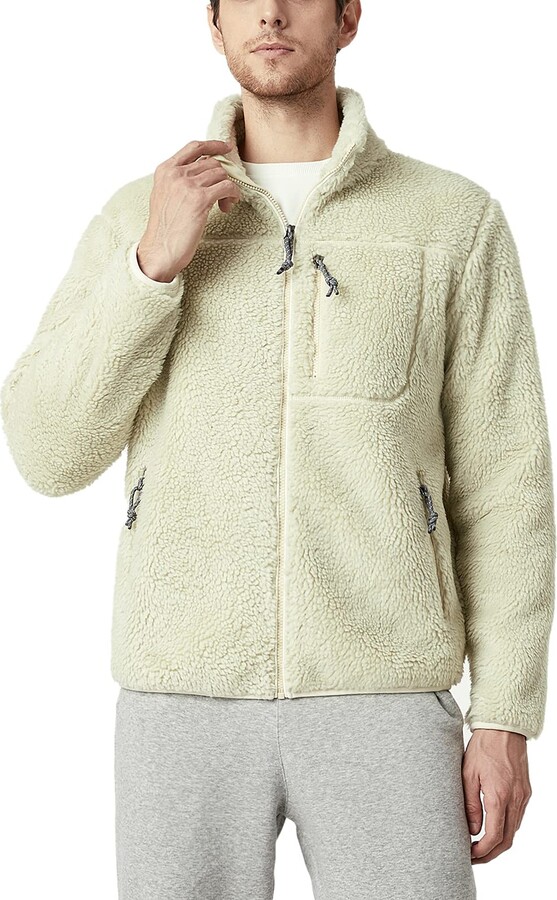 LAPASA Men's Heavy Anti-static Fleece Lined Sherpa Jacket Stand Collar  Plush Teddy Pile Coat M73 (M73 OFF-White L) - ShopStyle