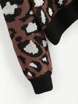 Thumbnail for your product : Shein Contrast Trim Leopard Sweater