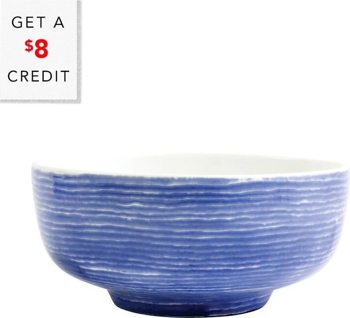 Vietri Viva By Santorini Stripe Medium Footed Serving Bowl With $8 Credit
