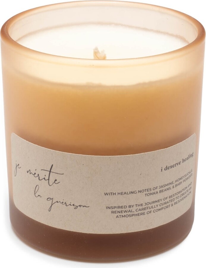 Je Mérite (I Deserve) White I Deserve Healing - Jasmine & Honeysuckle 8 Oz Candle