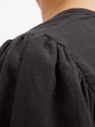Fil De Vie Montauk Bar-embroidered Linen-canvas Minidress - Black