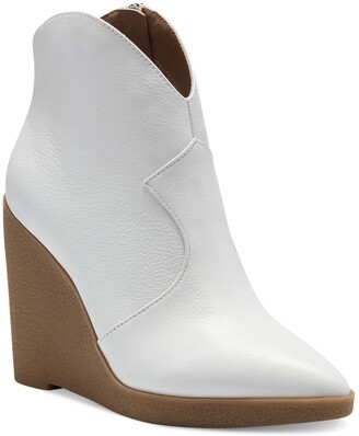 white wedge booties