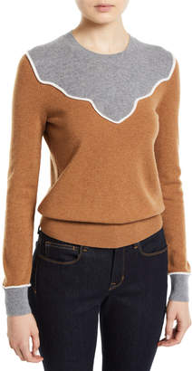 Veronica Beard Atty Crewneck Colorblock Cashmere Pullover Sweater