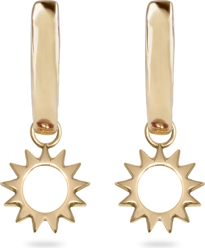 Zohreh Sunburst Silhouette Hoop Earrings 9K Gold