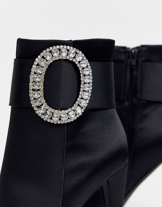 ASOS DESIGN Wide Fit Eclectic diamante buckle boots in black
