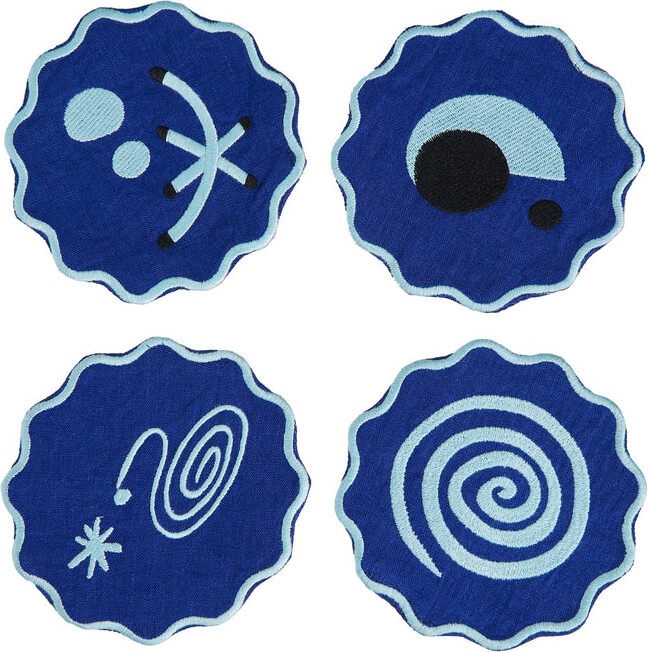 Misette Celestial Embroidered Linen Coaster (Set of 4)