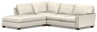 Pottery Barn Turner Square Arm Leather 3-Piece Bumper Sectional with Nailheads