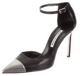 Thumbnail for your product : Manolo Blahnik Leather Cap-Toe Pumps Black Leather Cap-Toe Pumps