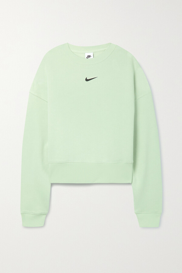 Nike Sportswear Essentials Oversized Cropped Cotton-blend Jersey Sweatshirt  - Green - ShopStyle