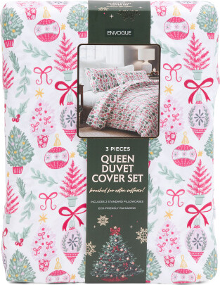 TJMAXX Mixed Christmas Tree Duvet Set, Polyester