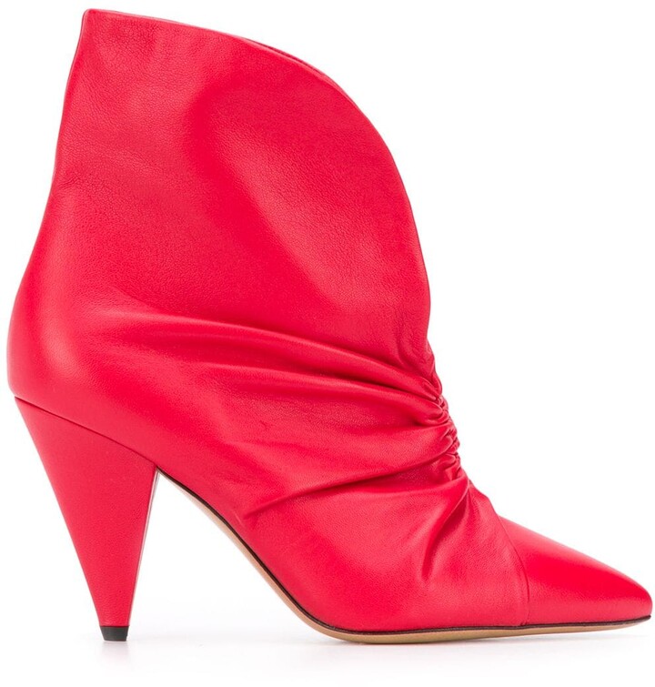 high heel boots red