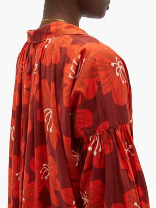 Dodo Bar Or Vyan Floral-print Cotton Midi Dress - Womens - Burgundy Print