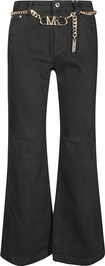 MICHAEL Michael Kors Logo Chain-Belt Flared Jeans