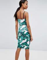 Thumbnail for your product : Rare London Panelled Pencil Dress In Leaf Print