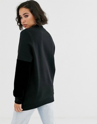 Emporio Armani logo sweatshirt with velvet sleeves