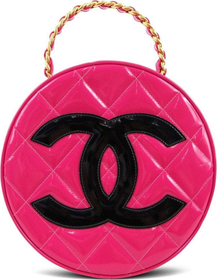 CHANEL Pre-Owned 1995 CC diamond-quilted Round Vanity Bag - Farfetch