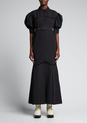 Brock Collection Teodosia Puff-Sleeve Belted Dress