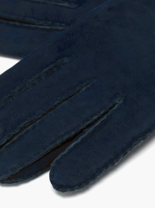 Agnelle Mia Whipstitched Shearling-lined Leather Gloves - Navy