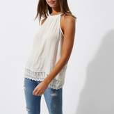 Thumbnail for your product : River Island Womens Cream sequin lace hem sleeveless top