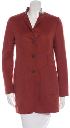 Akris Leather-Trimmed Cashmere Coat
