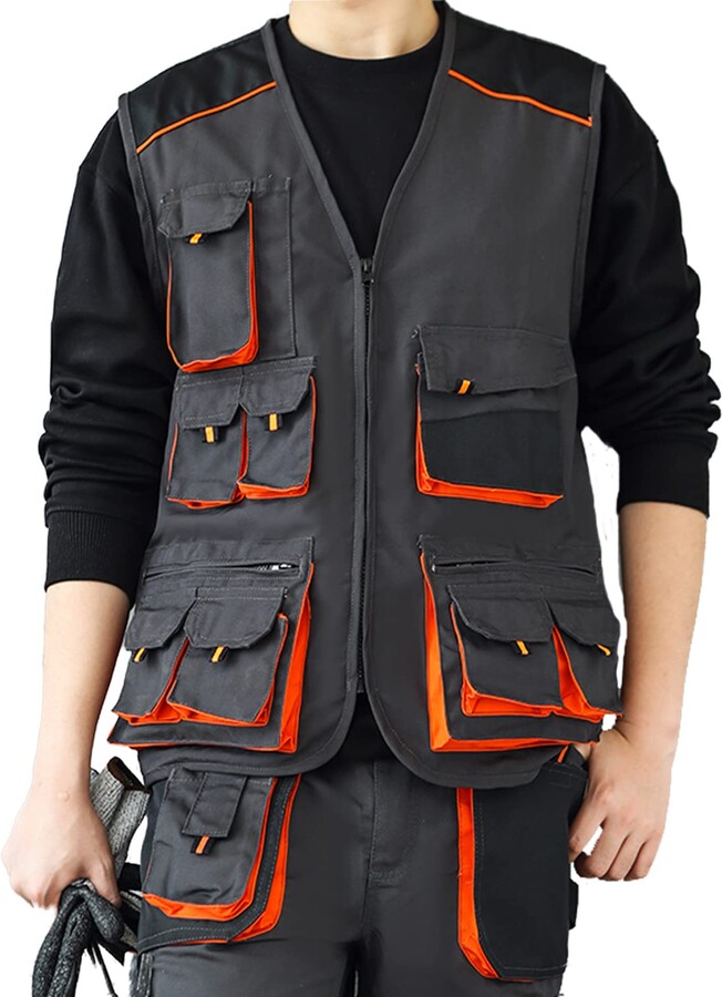 WORK IDEA Outdoor Men's Work Vests with MultiPockets for Men