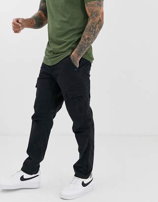 ONLY & SONS tapered fit cargo trousers in black