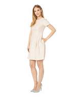 Thumbnail for your product : Vince Camuto Bonded Lace Short Sleeve Fit and Flare Dress with Pleats