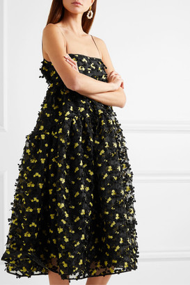 Cecilie Bahnsen Sofie Open-back Floral-appliqued Organza Midi Dress - Black