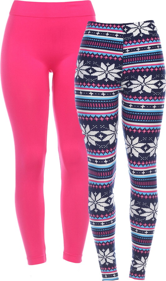 White Mark Fashion White Mark Women’s Plus Size Pack of 2 Printed Leggings