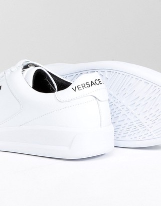 Versace Jeans Trainers In White With Badge Logo
