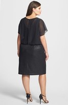 Thumbnail for your product : London Times Drape Neck Blouson Dress with Textured Metallic Skirt (Plus Size)