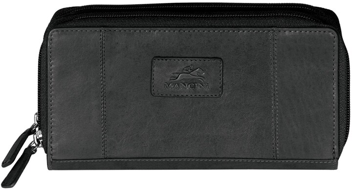 Mancini Casablanca Collection Rfid Secure Double Zipper Wallet
