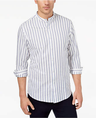 Club Room Men's Stripe Band-Collar Shirt, Created for Macy's