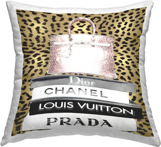 Stupell Industries Glam Handbag Fashion Book Stack Cheetah Pattern Decorative Printed Throw Pillow By Madeline Blake