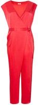 Thumbnail for your product : Sally LaPointe Stretch Crinkle Satin Wrap D-Ring Jumpsuit