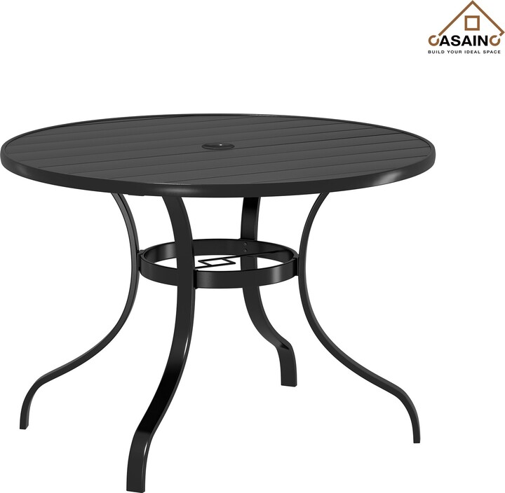 Casainc Round Outdoor Dining Table 40in W x 40in L with Umbrella Hole