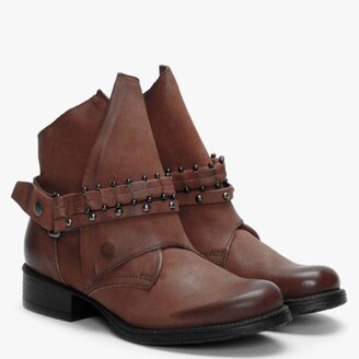 Daniel Madison Tan Leather Studded Strap Ankle Boots