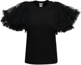 Thumbnail for your product : Noir Kei Ninomiya Cotton T-shirt W/ Tulle Sleeves