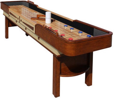 Hathaway Games Hathaway Merlot Shuffleboard Table for Family Arcade Game Room - With Lacquer Coated Playfield, Built-In Scorer & Cabinet, Climate Adjusters, Leg Lev