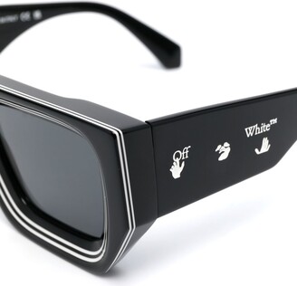 OFF-WHITE Mercer Cut-Out Square Frame Sunglasses Black/White  (OERI026S22PLA0011007 BLK) Men's - SS22 - US