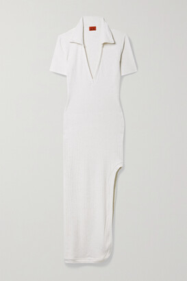 Alix Spencer Asymmetric Ribbed-knit Midi Dress - Ecru