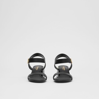 Burberry Monogram Motif Leather Block-heel Sandals