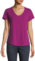 Thumbnail for your product : Eileen Fisher Short-Sleeve Organic Cotton V-Neck Shirttail Tee