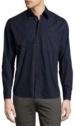 Billy Reid Tuscumbia Box-Check Oxford Shirt, Black/Blue