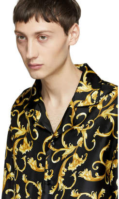 Versace Underwear Black and Gold Printed Pyjama Shirt