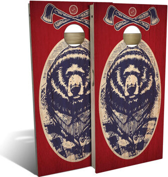 Slick Woody's Cornhole Co 2' x 4' American Flag Deer Solid Wood Cornhole Set