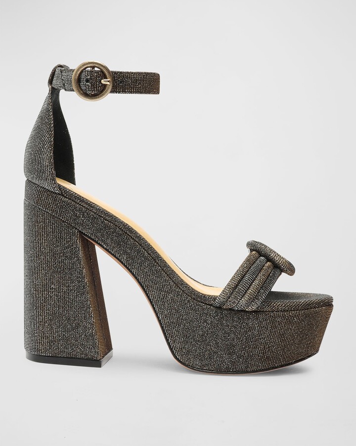 Alexandre Birman Vicky Metallic Knot Platform Sandals
