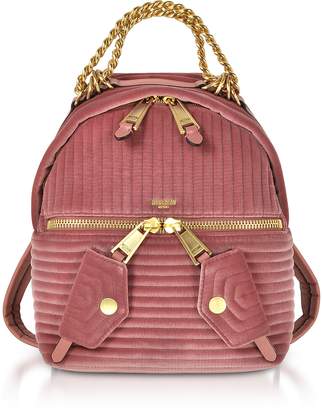 Moschino Pink Quilted Velvet Backpack